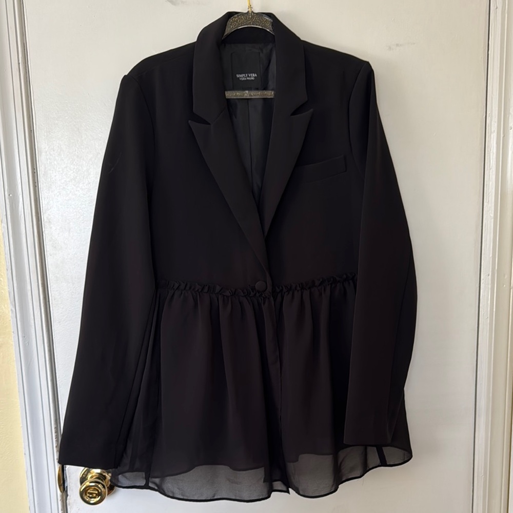 Black Sheer Peplum Blazer